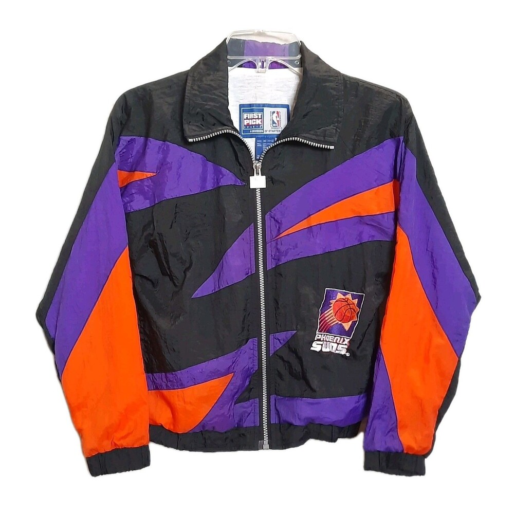 VNTG 90s Phoenix Suns Windbreaker Jacket Youth M 10/12 First Pick Starter NBA